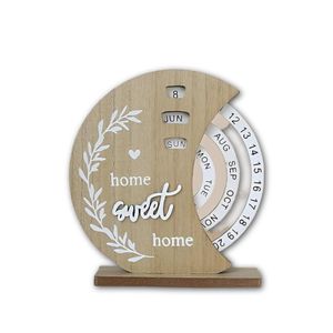 Classic Desk Calendar - A durable pine wood calendar with a sleek professional appearance, featuring a magnetic strip, easy-turn pages, and 12 pre-printed. monthly sheets, perfect for corporate environments.
