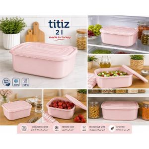 Titiz Rectangular Food Storage Container with Lid – Mint Green - 2000ml