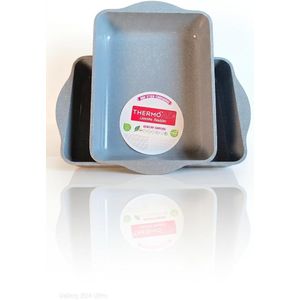 Thermo AD Rectangular Granite Oven Dish Set with Built-in Handles (Thermo AD) Non-Stick Baking and Roasting Tray Set (Available in Multiple Colors and Sizes) (Sky Blue)