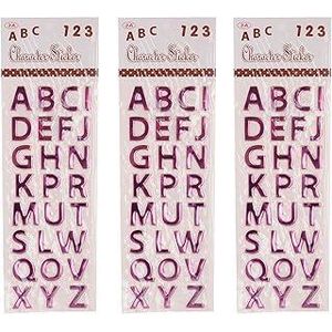 3A Plastic English Letters Educational Sticker Set Of 3 Pieces For Kids - Mauve 13X40A - 3A-5034-Purple17