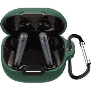 Silicone Case Compatible with Soundcore Liberty 4 NC Earbuds, Soft Silicone Protective Case Cover, Shockproof Sleeve with Carabiner - Green