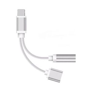 2 In 1 Lightning Adapter Charger Earphone Jack Cable For Iphone 7 Silver