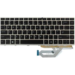 لوحة مفاتيح متوافقة مع اتش بي بروبوك 430 G5 440 G5 445 G5 L01071-001 مع إطار بإضاءة خلفية ونمط أمريكي من اباكو، لون أسود