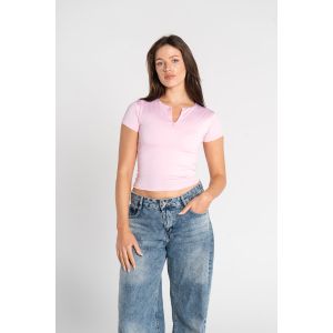 OUTDATED Zipper Short Sleeve - Light pink