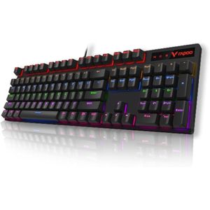Rapoo V500PRO Wired Mechanical Gaming Keyboard with Blue Switches, Dustproof, Fares with LED Backlighting, Fully Compatible with Windows Gaming PCs (104 Keys, Black)