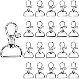عبوة من 30 حلقة مفاتيح، حلقات مفاتيح معدنية فاخرة على شكل حرف D لسلسلة المفاتيح (عرض داخلي 2 سم)