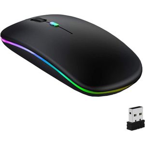 HP Model w10 Wireless Bluetooth Mouse, LED Slim Dual Mode (Bluetooth 5.1 + USB) 2.4GHz Rechargeable Silent Mouse, Computer Mice With USB Receiver (Black)