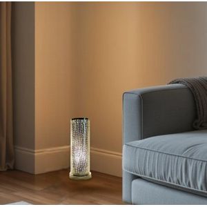 BM17 Handmade Silver Plated Steel Drum Floor Lamp Night Light Filigree Pattern