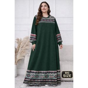 فستان ميلتون قطني مقاس كبير بنمط عرقي