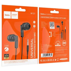 Hoco Wired earphones 3.5mm “M121 Bright” with mic - Black