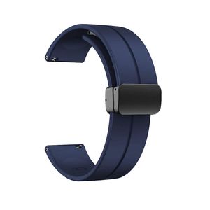 سوار سيليكون 22 مم مع مشبك مغناطيسي قابل للطي لساعات سامسونج جالاكسي ووتش 3 مقاس 45 مم و46 مم وجير إس 3 وهواوي جي تي 2/2 إي/برو مقاس 46 مم - أزرق