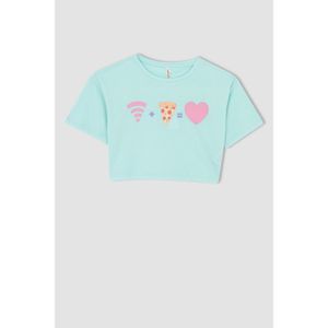 Defacto Knitted Short Sleeve T-Shirt - Aqua