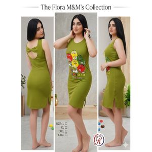 قميص نوم نسائي قطني "وان سايز" m&m