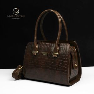 Wb shoes حقيبة يد كلاسيك كروكوديل بني