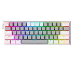 Redragon لوحة مفاتيح الألعاب السلكية K617 Fizz 60% RGB - مفاتيح حمراء - مفاتيح إنجليزية وعربية - رمادي أبيض
