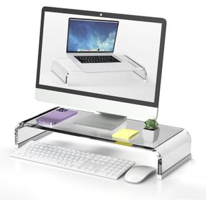 BEST MEDIA Acrylic Monitor Stand Riser, 20.5'' Clear Computer Monitor Stand for Laptop PC Printer Computer Riser