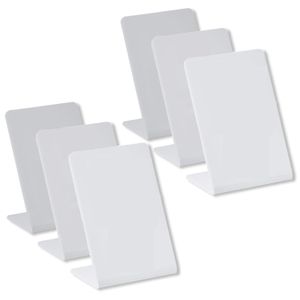BEST MEDIA  White Acrylic QR Code and Paper Display Stand a Tabletop Sign Holder for Restaurants Promotions and Payments systems- A6 Size (10x15 cm) - Modern - 1 Piece - White