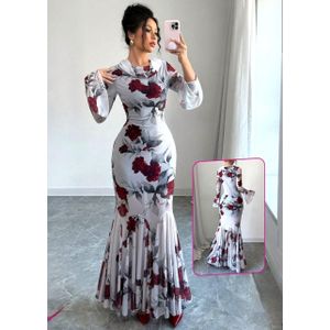 فستان لانجيري طويل بيبي دول مشجر ابيض شيك جدا فري سايز