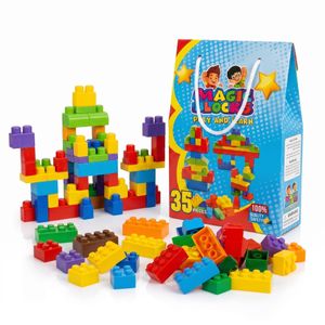 Magic Building Blocks Set for Kids (Play & Learn) - 35 Pieces with Bright Colors and Diverse Shapes