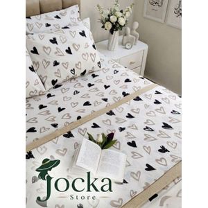 Jocka طقم ملاية منقوش استك قطن 100% بريميوم 3 قطع -   Doodle Heart_120 * 200 * 30 سم
