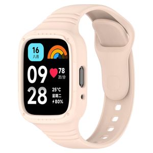سوار ساعة ذكية، متوافق مع Xiaomi Redmi Watch 3 Lite/Redmi Watch 3 Active، من سيليكون، حماية ماصة للصدمات، تصميم مقاوم للخدش - وردي