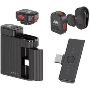 Majentik 2-in-1 Magnetic Microphone, Mini Wireless with Noise Reduction, Black