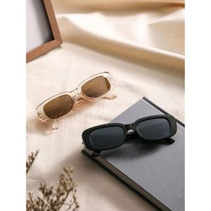 1pair Men Square Frame Fashion Glasses Black Shades