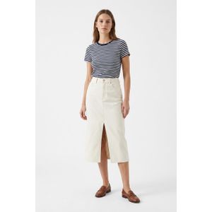 Forever 21 High-Waist Denim Midi Skirt with Front Slit