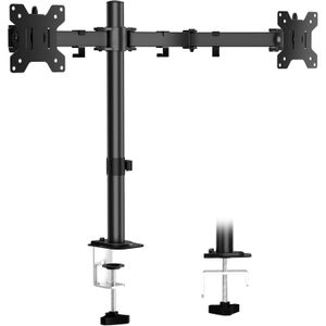 Dual Monitor Mount for Desk,Monitor Arm Holds 2 Computer Screens Fits 13" to 27", Heavy Duty Fully Adjustable Monitor Stand with C-Clamp and Grommet Base, VESA 75x75 100x100mm, Black