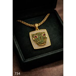 3Diamonds سلسلة دهبي مطلي جولد بليتد بتعليقة مربع بانثر مرصعة زيركون مكعب ولمعة قوية هدية شيك للبنات والستات خفيفة وتليق للخروج واللبس اليومي