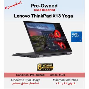 HP Preowned ThinkPad X13 Yoga 2 in 1 Intel Core i7-1265U - RAM 32GB - Storage SSD 256GB – GPU Intel Iris XE Graphics - Grade B- Windows – Display 13.3 INCH FHD Touchscreen - English Keyboard 