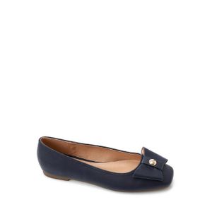 Dejavu Navy Blue Leather Ballerina