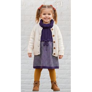 فستان أطفال شتوي تريكو كاجوال بياقة عالية 