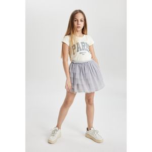 Defacto Girls' Grey Elastic Waist Tutu Skirt