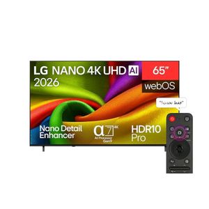 LG تلفزيون  بتقنية الذكاء الاصطناعي -65 بوصة، بنظام تشغيل WebOS، وجهاز تحكم عن بعد سحري، وتقنية Nano Detail Enhancer، وتقنية HDR10 Pro، ومعالج ألفا 7 بتقنية الذكاء الاصطناعي، وتصميم انسيابي خطي، رقم الموديل 65NU840B6LA