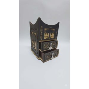 مبخرة خشبية للتبخير المنزلي مزودة بدرج