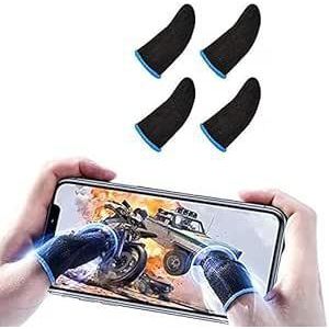 أغطية أصابع جوانتي للموبايل، أكمام أصابع للألعاب مقاومة للعرق ومزودة بمسامات للتهوية، حساسية لمس عالية للتصويب والتوجيه في ألعاب ببجي، أسود، قد يختلف التصميم المطبوع (4 قطع)