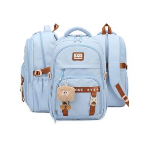 شنطة ظهر مدرسية متعددة الجيوب مقاومة للماء – سعة كبيرة للمدرسة والجامعة والعمل والسفر – لون لبنى