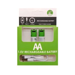 AA 1.5V USB Type-C Rechargeable Batteries – Pack of 2 – Up to 1200 Recharge Cycles