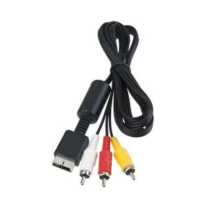 TV RCA AV Audio Video Cable For PlayStation 1, 2 And 3 Black
