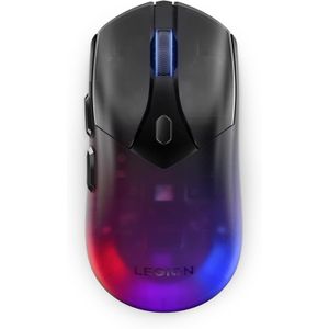 Lenovo ماوس ألعاب لاسلكي M410 ليجيون، يستخدم بكلتا اليدين مع 6 أزرار قابلة للبرمجة، حتى 16000 نقطة لكل بوصة مع 4 مستويات نقطة لكل بوصة مفتاح، ار جي بي قابل للبرمجة بمنطقتين، 30 مليون نقرة، من لينوفو أسود