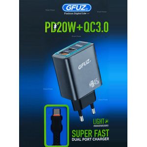 GFUZ شاحن -GFUZ بقدرة 45 وات شحن سريع USB PD 20 وات QC3.0 شاحن ثنائي المنافذ للهواتف والأجهزة المتوافقة