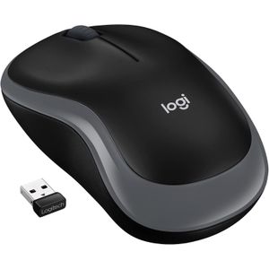 Logitech ماوس لاسلكي M185، بتردد 2.4 جيجاهرتز مع مستقبل USB صغير، عمر بطارية يصل إلى 12 شهرًا، تتبع بصري بدقة 1000 نقطة في البوصة، مناسب للاستخدام باليدين، متوافق مع أجهزة الكمبيوتر الشخصية وأجهزة ماك وأجهزة الكمبيوتر المحمولة - رمادي
