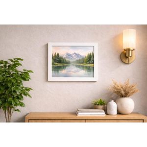 إطار صور اكريليك بواجهة زجاج مع حامل حائطي 25 * 20 سم - لون أبيض - للمنزل والمكتب - يأتي بدون صورة
