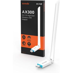 tenda محول يو 2 واي فاي 6 USB AX300، هوائي واي فاي خارجي قابل للتعديل 6 ديسيبل، وضع ايه بي، سهل الإعداد، واي فاي USB للكمبيوتر واللاب توب، متوافق مع ويندوز 11 - 10 - لينكس - يو او اس، V5.0