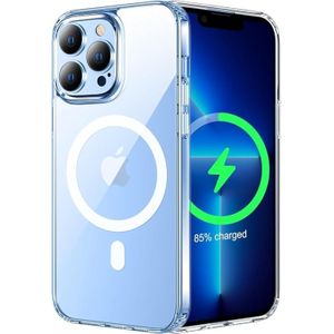 جراب شفاف متوافق مع خاصية المجانط المضادة للصدمات بدرجة عسكرية وتصميم هجين مغناطيسي كلاسيكي لهاتف iPhone 13 Pro Max، أكريليك