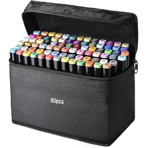 Marker Pen - Black Twin Marker Pen 80 Color Oily Art Sketch Drawing Pen Graffiti Comics Graphic Art Double-headed Marker Pen Set