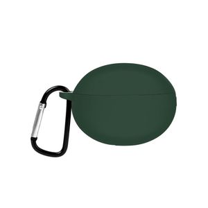 جراب سيليكون لسماعات هواوي فري بودز 5i/6i، جراب سماعة رأس بخطاف - أخضر داكن