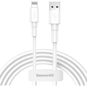 Baseus New 2.4A Fast Charging Cable for Apple iPhone 14 Pro Max, 13, 12, 11, Xs Max, XR, 7/8 Plus, 6s Plus - 1 Meter - Pearl White