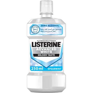 Listerine غسول الفم ادفانسد وايت يزيل البقع الصعبة بمذاق معتدل بنكهة النعناع ، 250 مل